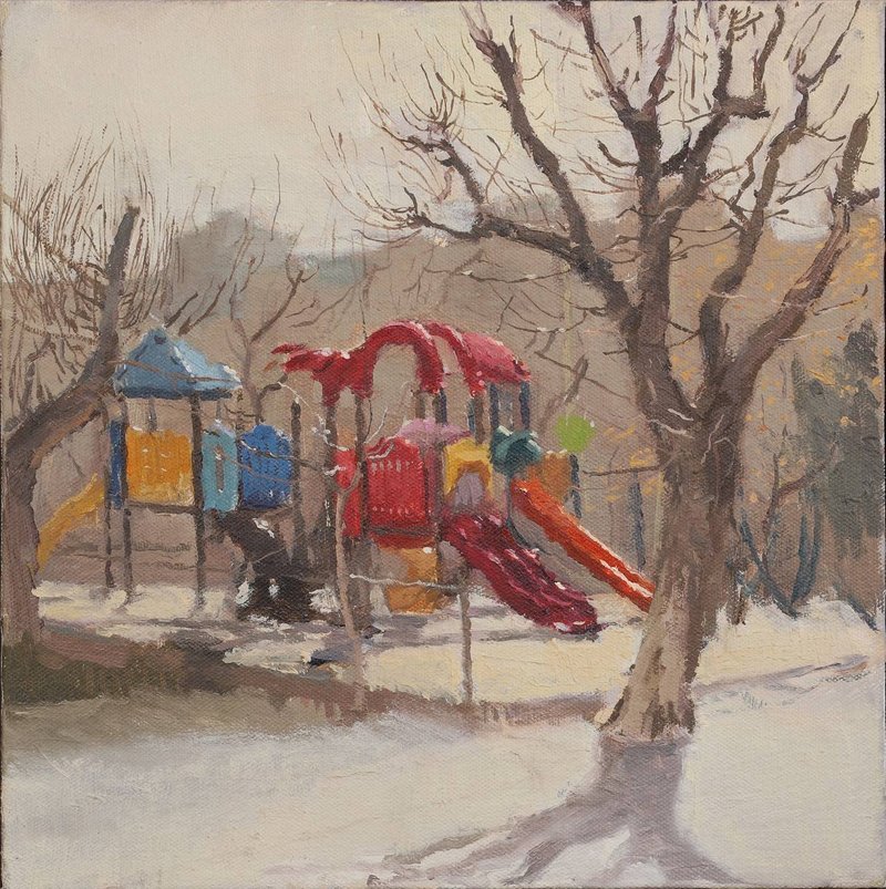 Rasoul Akbarlou, Winter at the Playground, 2023