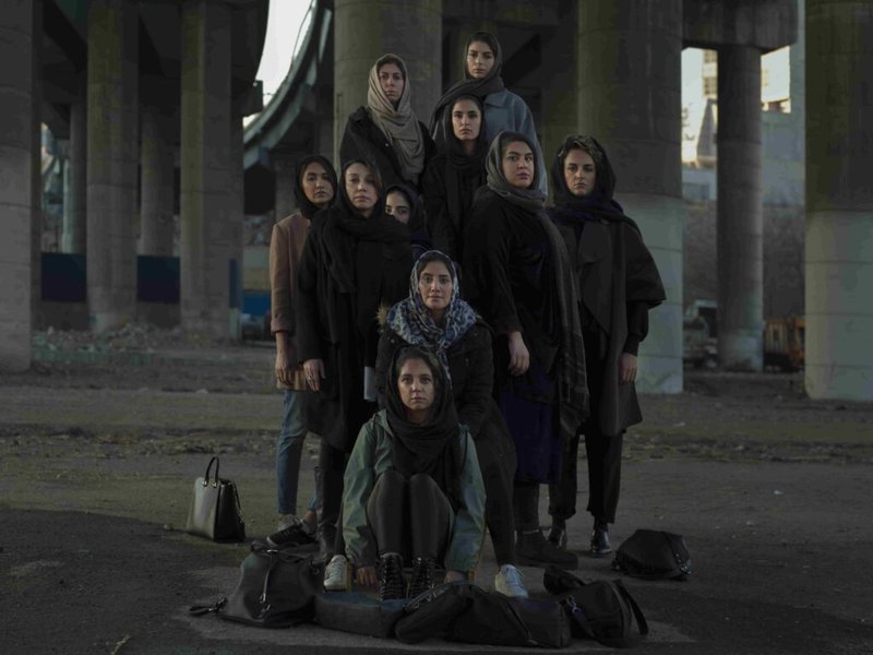 Newsha Tavakolian, A group of Young Women in Tehran Resembling a Mountain, 2020