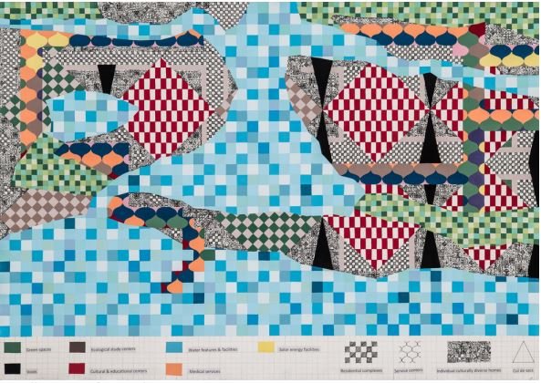 Narges Hashemi, Satellite View from 5km-Eco-City for Elderly Health, 2020