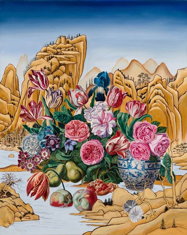 Robin Hextrum, Western Still Life with Eastern Landscape, 2021