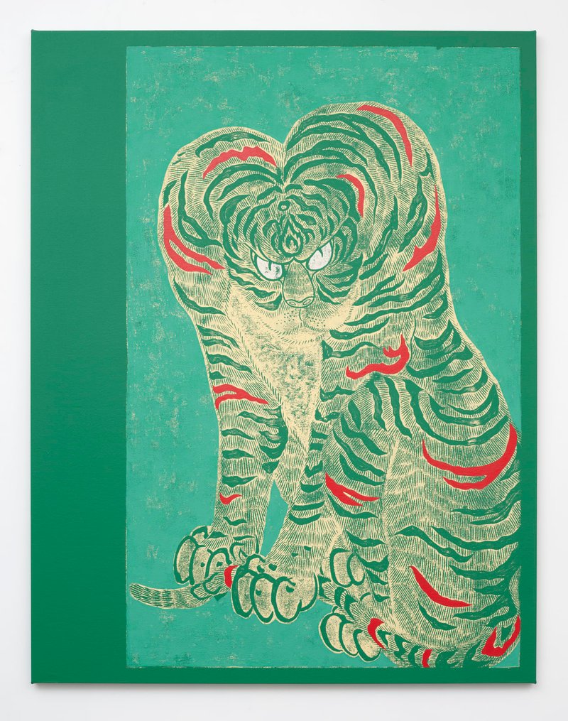 Tigers with Red Stripes Inside to Green Rectangles, 2022