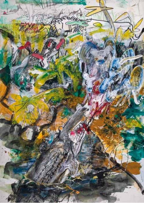 Arsia Moghaddam, The Hyenas and The Crocodile Become Friends over the Corpse of the Fortune Woman’s Husband, 2020