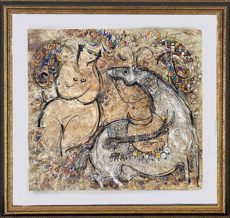 Sadegh Tabrizi, Woman and Horse, 1970