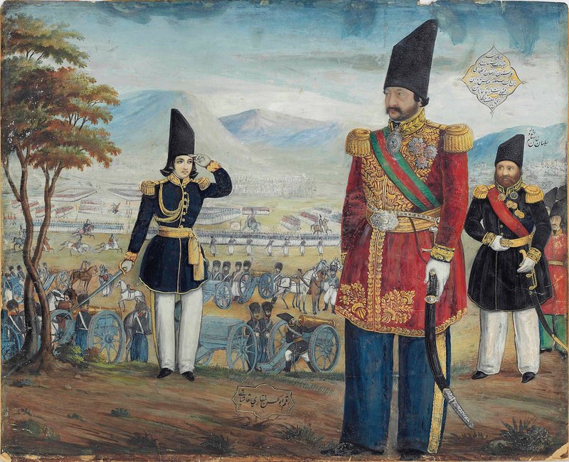 Abul Hasan Khan Ghaffari Kashani, Ardeshir Mirza and Sulayman Khan Saham Al-dowleh Review Their Troops, 1888