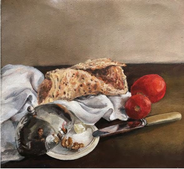 Negar Mortazavizadeh, Still Life with Bread and Cheese, 2022