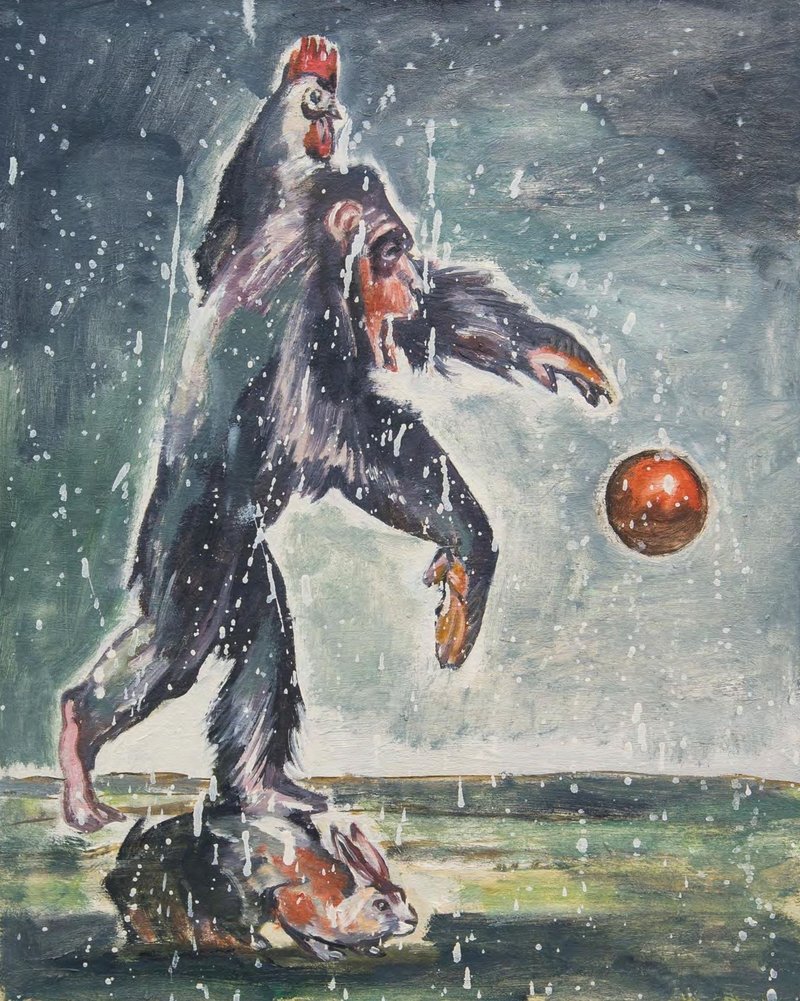 Nikzad Nodjoumi, The Rooster Gorilla and Rabbit, 2014