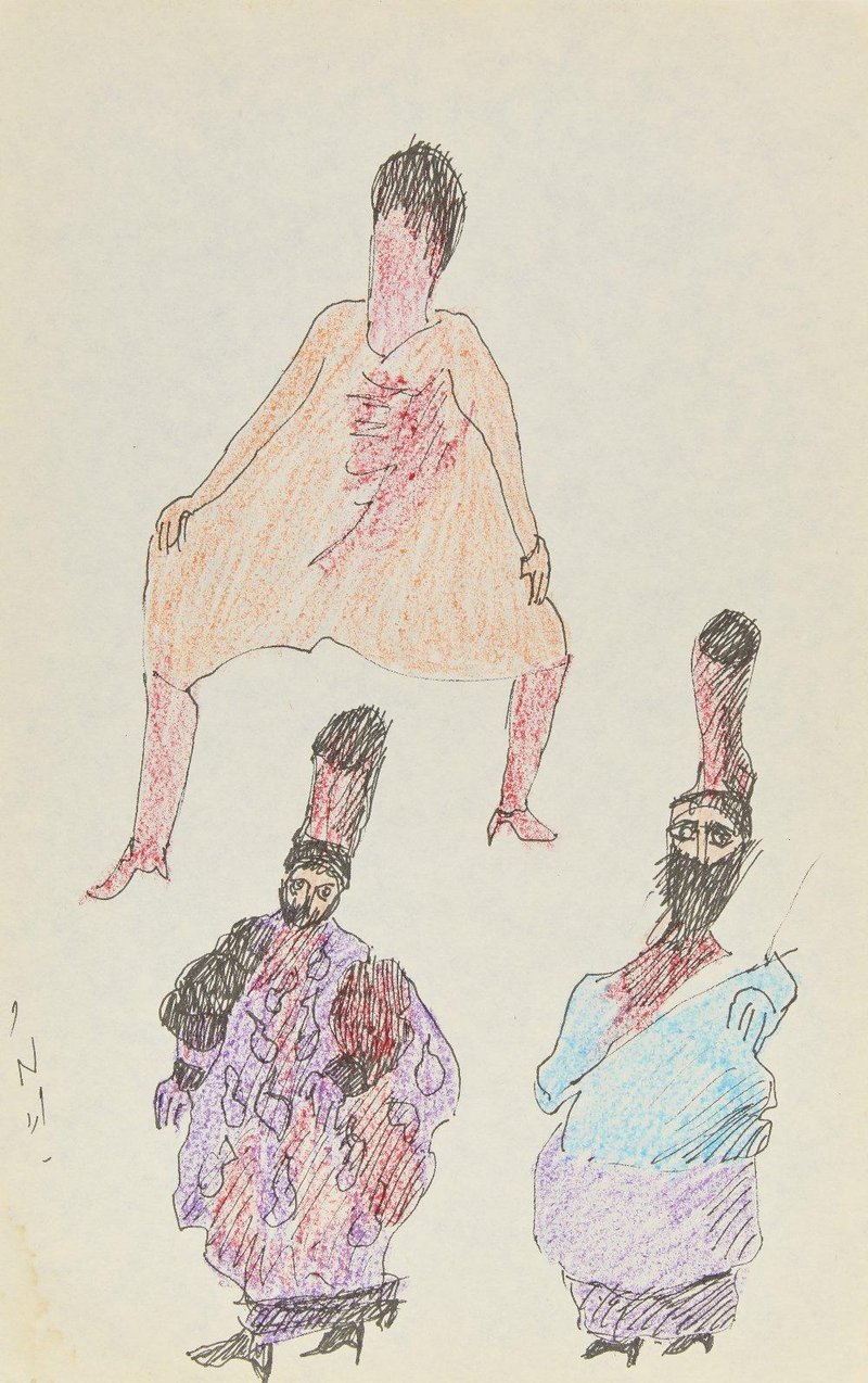 Ardeshir Mohassess, Untitled, Three Figures, 0