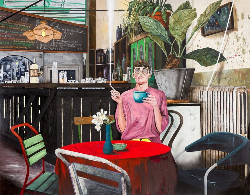 Hernan Bas, A Bohemian at breakfast, 2024
