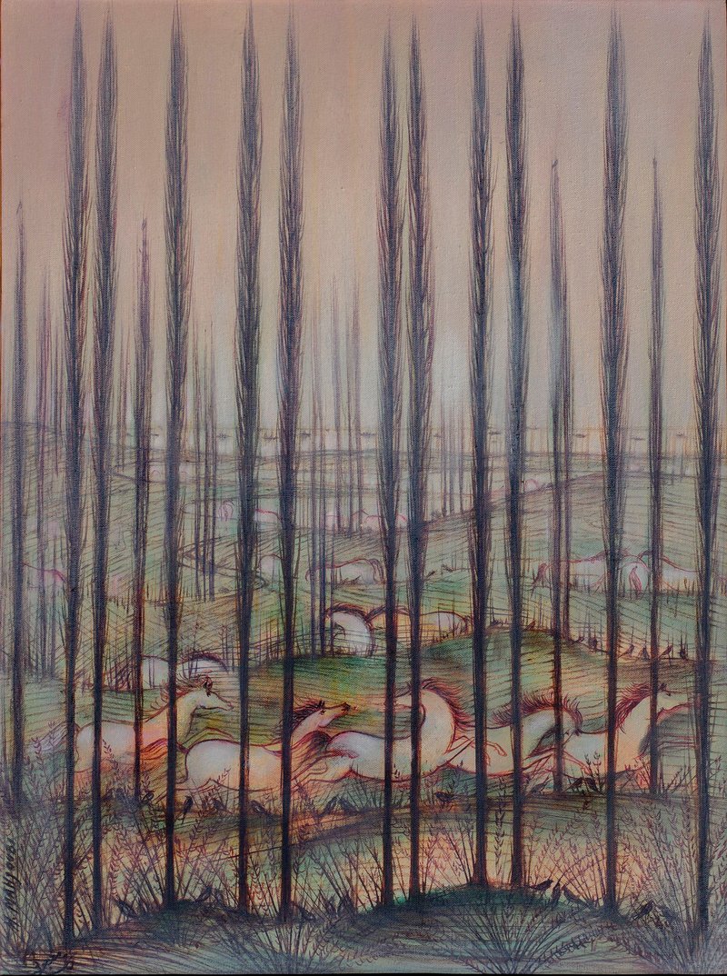 Hossein Mahjoubi, Imaginary Movement of the Horse, 2001