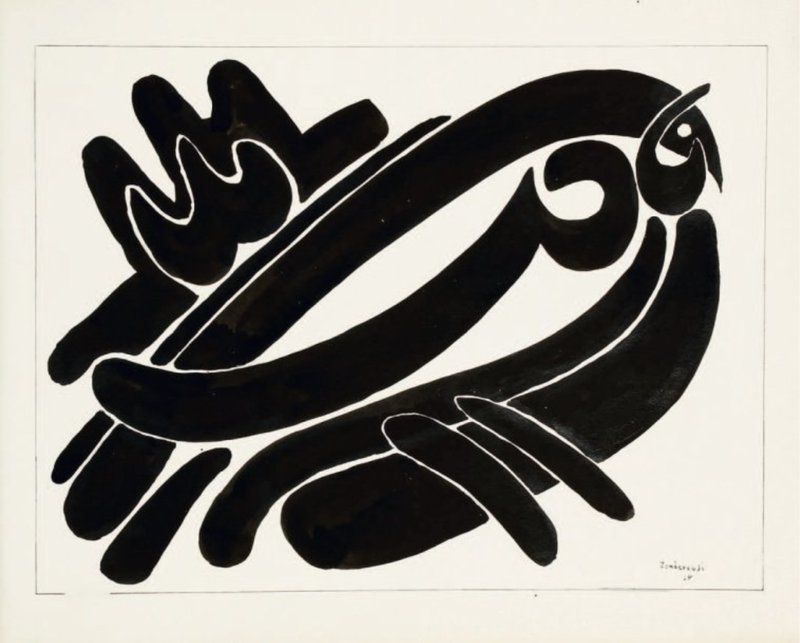 Charles Hossein Zenderoudi, Abstract Composition, 1964