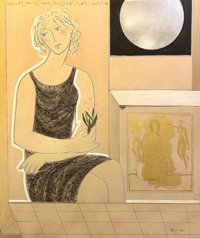 Bahram Dabiri, Lady in Black with the Moon, 2018
