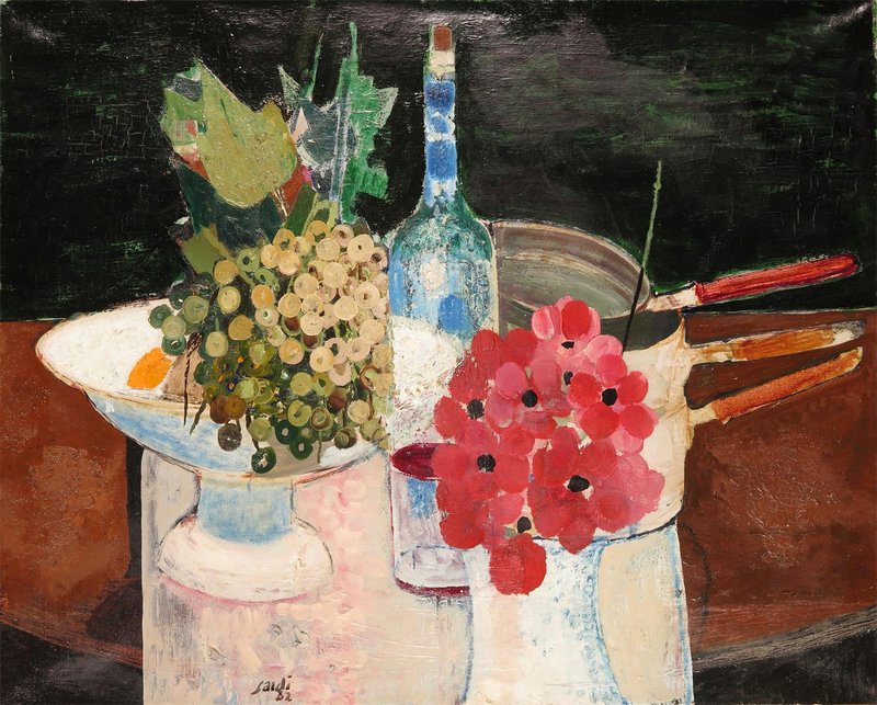 Abolghasem Saidi, Still Life of Flowers and Grapes, 1962