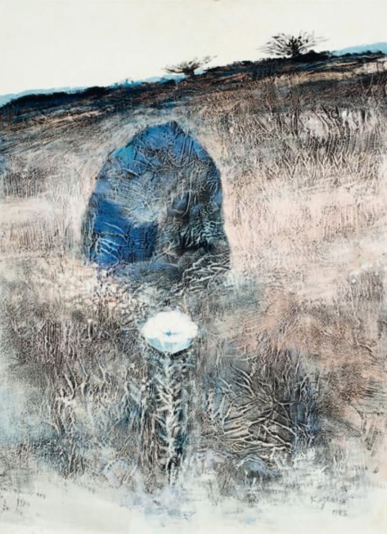 Hossein Kazemi, Landscape with Flowers, 1983
