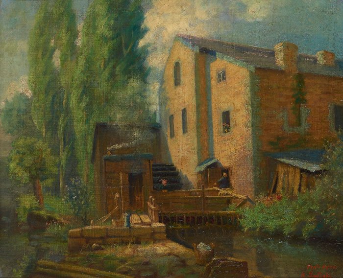 Abolhassan Sadighi, A Village along the Seine, Paris (Pont Aven), 1930