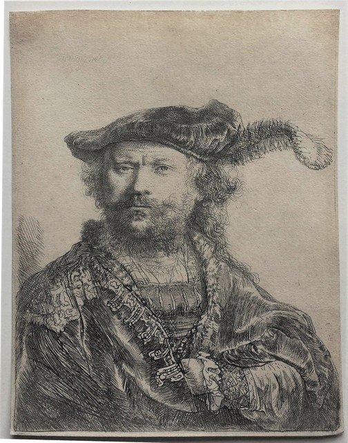 Rembrandt Van Rijn, Self-Portrait in a Velvet Cap with Plume, 1638
