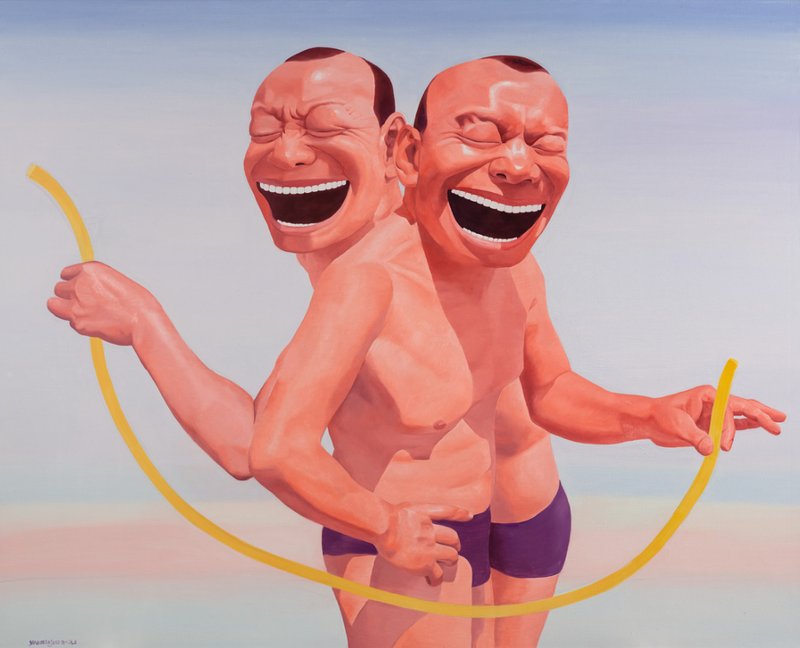 Yue Minjun, Stranded, 2021