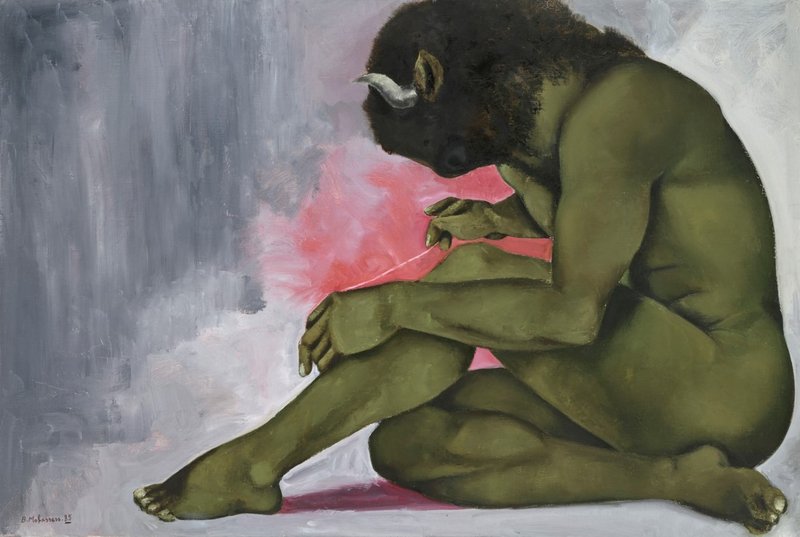 Bahman Mohassess, Young Minotaur Finding a Piece of Thread, 1985