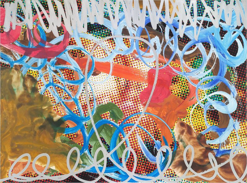 Jeff Koons, Waterfall Couple (Dots) Blue Swish with Red Stroke, 2009