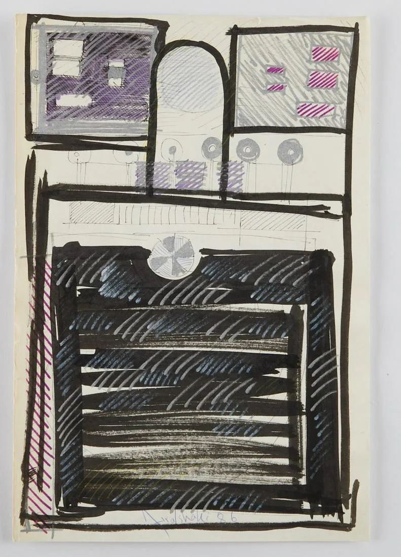 Massoud Arabshahi, Preliminary Sketch for Painting, 1986