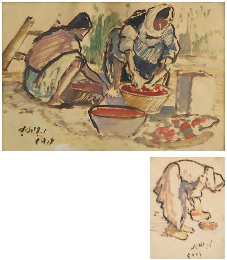 Mahmoud Javadipour, A set of two paintings , 1950