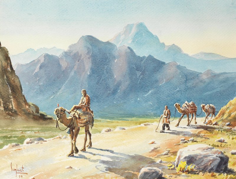 سومبات درکیورقیان، شتران در میان کوهستان، 1333