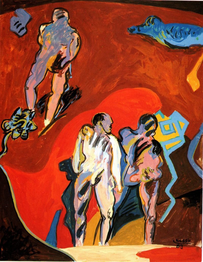 Ali Nassir, Figures, Red field I, 1989