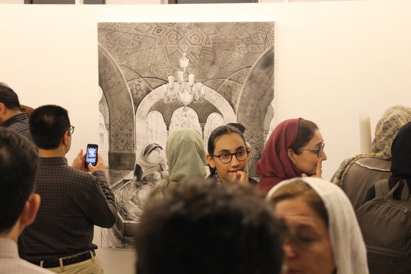 A Cartoonist in Naser al-Din Shah’s Haram, installation view